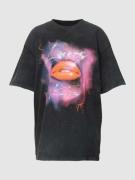 HUGO Oversized T-Shirt mit Motiv-Print in Anthrazit, Größe XS