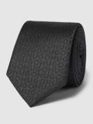 HUGO Krawatte mit Allover-Label-Muster in Black, Größe One Size
