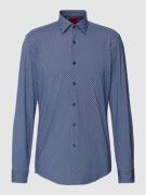 HUGO Slim Fit Business-Hemd mit Allover-Muster Modell 'Kenno' in Marin...
