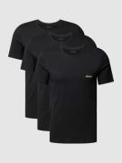 HUGO T-Shirt mit Label-Print im 3er-Pack in Black, Größe S