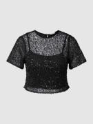 LACE & BEADS Double Layer Shirt mit Paillettenbesatz in Black, Größe X...