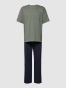 Schiesser Pyjama aus Baumwolle Modell 'Essentials Nightwear' in Stein,...