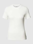Marc O'Polo Denim T-Shirt mit Ripp-Optik in Weiss, Größe XL