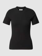 Marc O'Polo Denim T-Shirt mit Ripp-Optik in Black, Größe L