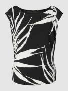 comma T-Shirt aus Viskose-Elasthan-Mix mit Allover-Muster in Black, Gr...