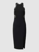 Lipsy Knielanges Cocktailkleid mit Spitzenbesatz in Black, Größe 40