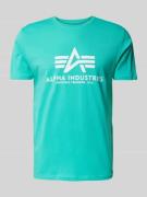 Alpha Industries T-Shirt mit Label-Print in Helltuerkis, Größe M