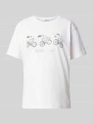 Jake*s Casual T-Shirt mit Peanuts®-Print in Weiss, Größe S