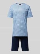 Hanro Pyjama mit Oberteil im Allover-Look in Marine, Größe M