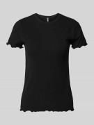 Pieces T-Shirt in Ripp-Optik Modell 'NICCA' in Black, Größe XS