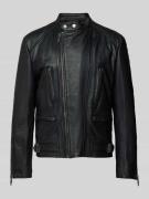 HUGO Lederjacke mit Reißverschlusstaschen Modell 'Lewis' in Black, Grö...