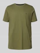 Fynch-Hatton T-Shirt mit Logo-Stitching in Khaki Melange, Größe S