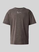 KARL KANI T-Shirt mit Label-Stitching in Dunkelgrau, Größe XS
