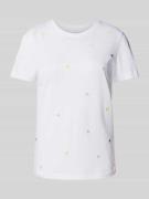 Jake*s Casual T-Shirt mit Allover-Muster in Weiss, Größe M
