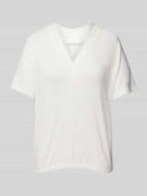 OPUS T-Shirt mit V-Ausschnitt Modell 'Sagie' in Weiss, Größe 44