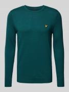 Lyle & Scott Strickpullover mit Logo-Badge in Petrol, Größe XXL