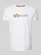 Alpha Industries T-Shirt mit Label-Print in Weiss, Größe S