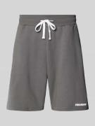 REVIEW Regular Fit Sweatpants mit Label-Print in Dunkelgrau, Größe S