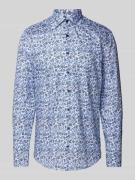 Eterna Slim Fit Business-Hemd mit floralem Muster in Bleu, Größe 38