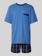 Schiesser Pyjama mit Gitterkaro in Marine, Größe 48