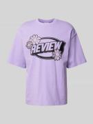 REVIEW T-Shirt mit Label-Print in Flieder, Größe S