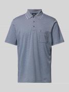 RAGMAN Regular Fit Poloshirt mit Allover-Muster in Blau, Größe S