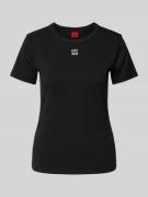 HUGO T-Shirt mit Label-Stitching Modell 'Deloris' in Black, Größe XS