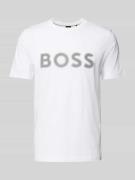 BOSS Green T-Shirt mit Label-Print in Weiss, Größe M