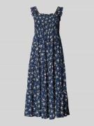 Apricot Knielanges Kleid aus Viskose mit floralem Muster in Marine, Gr...