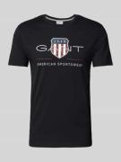 Gant T-Shirt mit Label-Print Modell 'ARCHIVE' in Black, Größe S