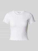 Only T-Shirt mit Wellensaum Modell 'EMMA' in Weiss, Größe S