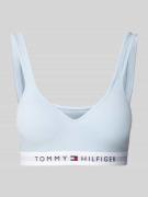 TOMMY HILFIGER Bustier in unifarbenem Design mit Label-Detail in Hellb...
