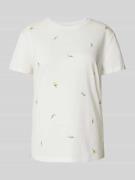 Jake*s Casual T-Shirt mit Allover-Muster in Offwhite, Größe XS