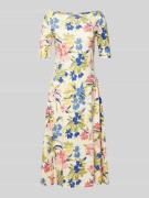 Lauren Ralph Lauren Midikleid mit floralem Muster in Gelb, Größe XS