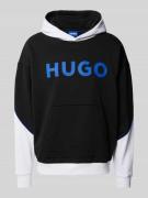 Hugo Blue Hoodie in Two-Tone-Machart Modell 'Nalker' in Black, Größe M