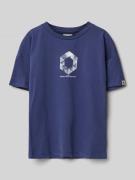 Garcia T-Shirt mit Motiv-Print und Rundhalsausschnitt in Marine, Größe...