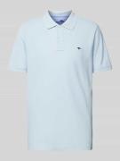 Fynch-Hatton Poloshirt mit Logo-Stitching in Hellblau Melange, Größe S