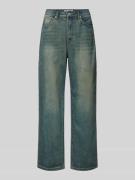 Review Jeans mit weitem Bein im Used-Look in Dunkelblau, Größe 24