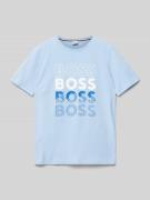 Boss T-Shirt mit Label-Print in Bleu, Größe 152