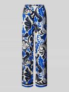 Milano Italy Wide Leg Stoffhose mit Allover-Print in Blau, Größe 38