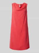 comma Knielanges Kleid mit Wasserfall-Ausschnitt in Rot, Größe 36