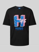 Hugo Blue T-Shirt mit Label-Print Modell 'Nentryle' in Black, Größe M