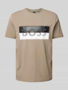 BOSS Green T-Shirt mit Label-Print in Sand, Größe M