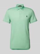 Polo Ralph Lauren Tailored Fit Poloshirt mit Label-Stitching in Hellgr...