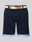 MCNEAL Slim Fit Bermudas mit Gürtel in Dunkelblau, Größe XS