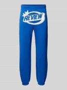 REVIEW Regular Fit Sweatpants mit Label-Print in Royal, Größe XS