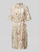 Gant Leinenkleid mit Allover-Muster in Sand, Größe 36