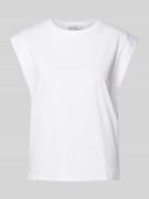 Mango T-Shirt mit geripptem Rundhalsausschnitt Modell 'VIRI' in Weiss,...