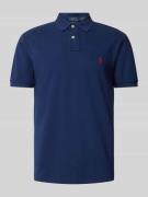 Polo Ralph Lauren Slim Fit Poloshirt mit Label-Stitching in Marine, Gr...