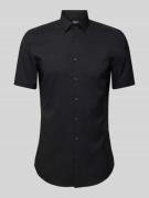 Jake*s Slim Fit Business-Hemd mit 1/2-Arm in Black, Größe 37/38